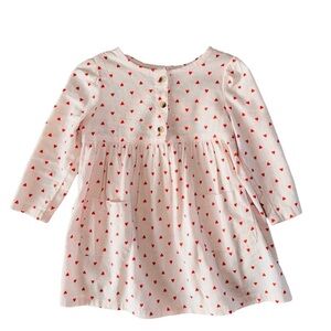Old Navy Toddler Girls Heart Print Pink Long Sleeve Dress with Pockets